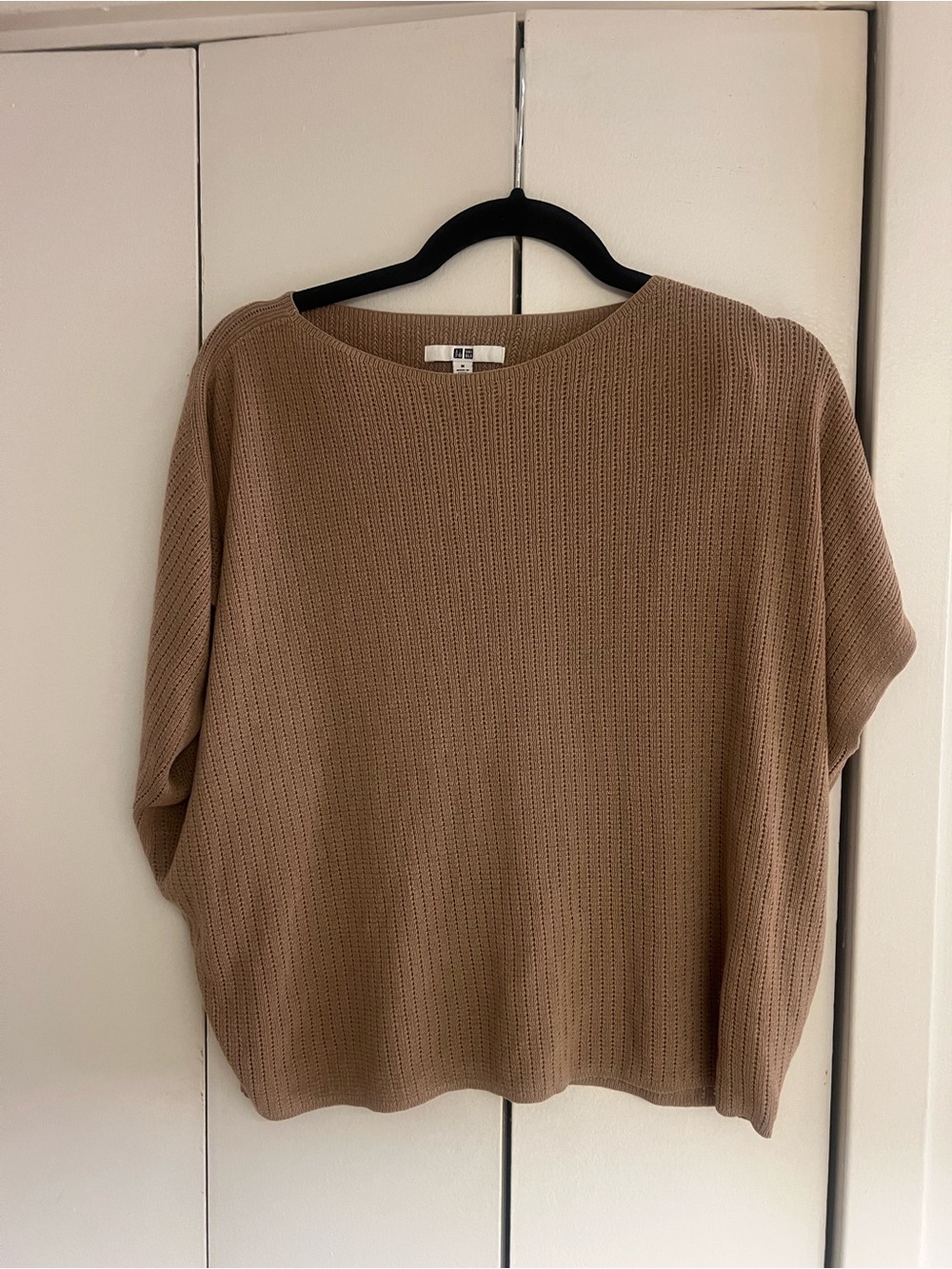 Uniqlo Women's Scoop Neck Ribbed Knit Sweater - Camel Brown